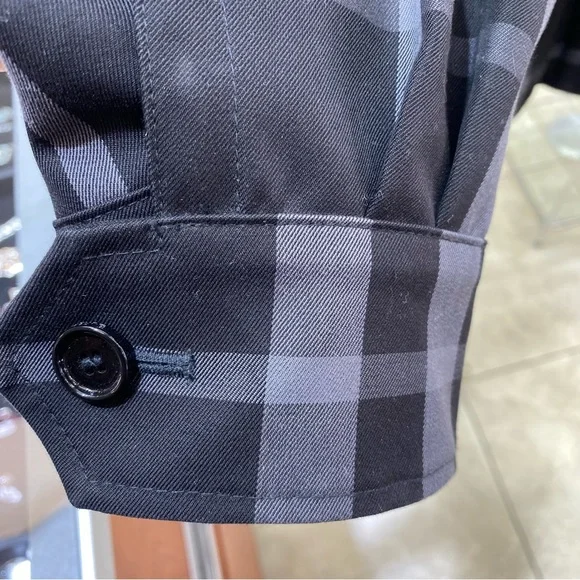 Reversible Check Cotton Burberry Harrington Jacket Black & Gray Men’s Large
